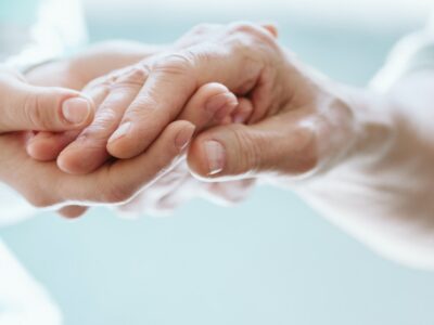 Helping hand for the elder person, real photo