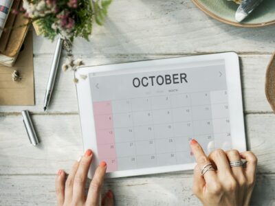October Monthly Calendar Weekly Date Concept