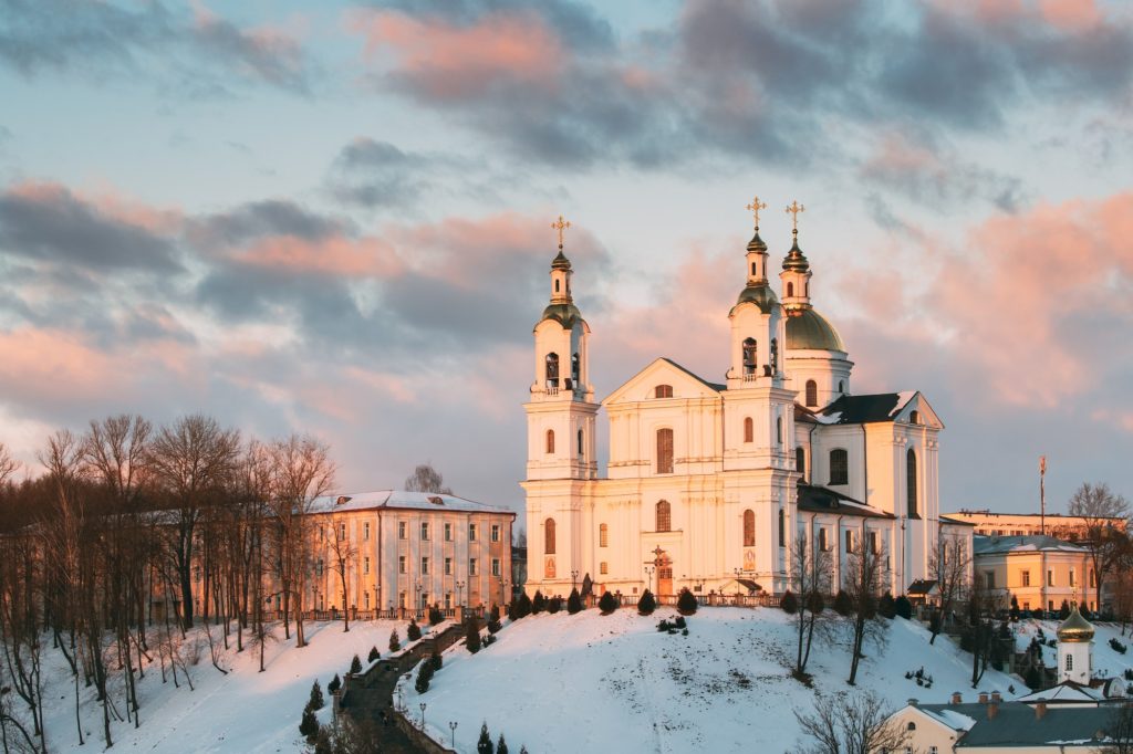 Vitebsk, Belarus. Famous Landmark Is Assumption Cathedral Church